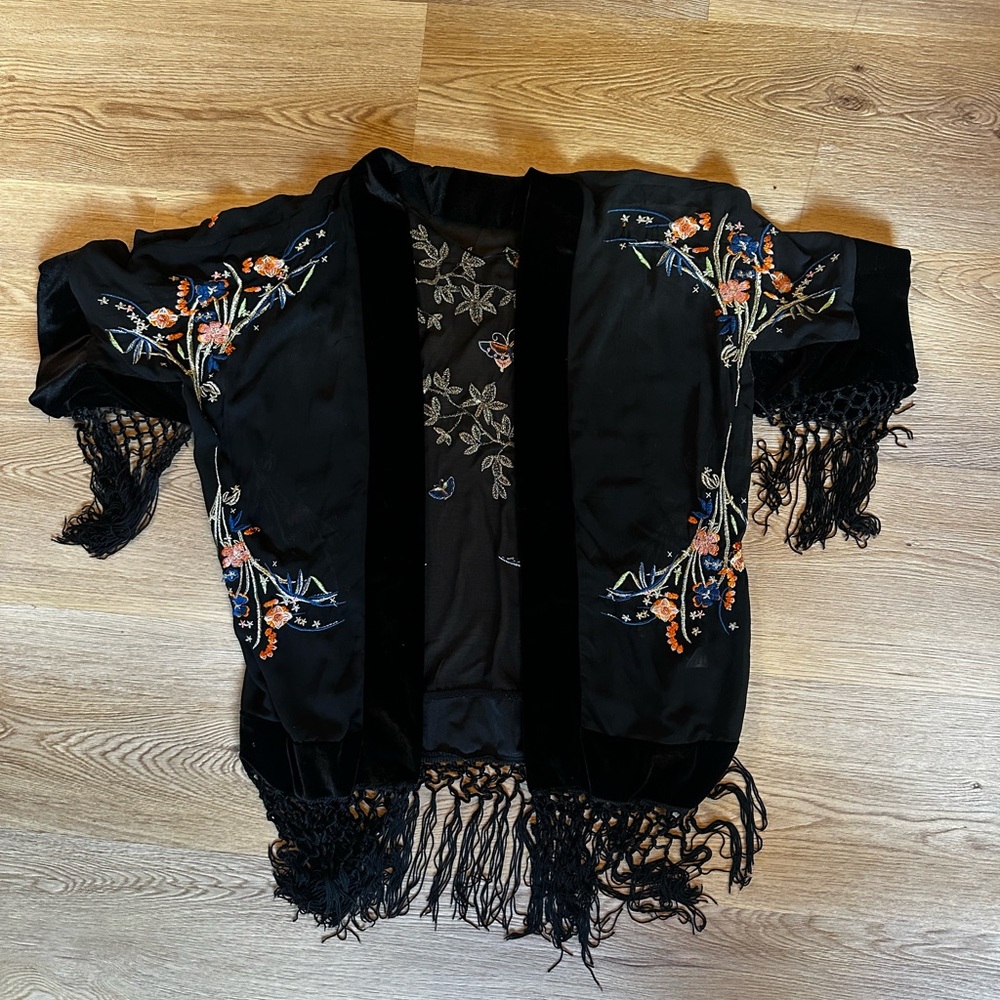 Fringe Velvet Kimono